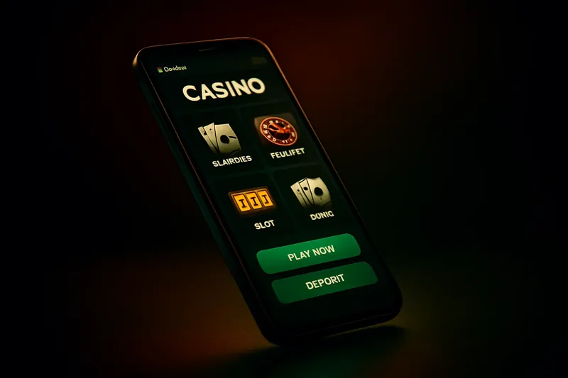 Modern smartphone showing dark premium casino app UI with green accents